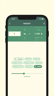 Weight converter screen